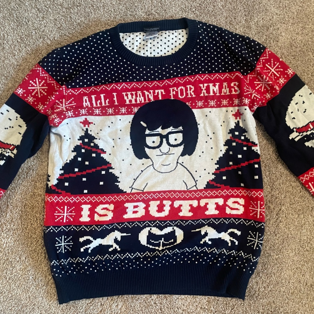 Tina Belcher All I Want For Christmas Is Butts sweater.